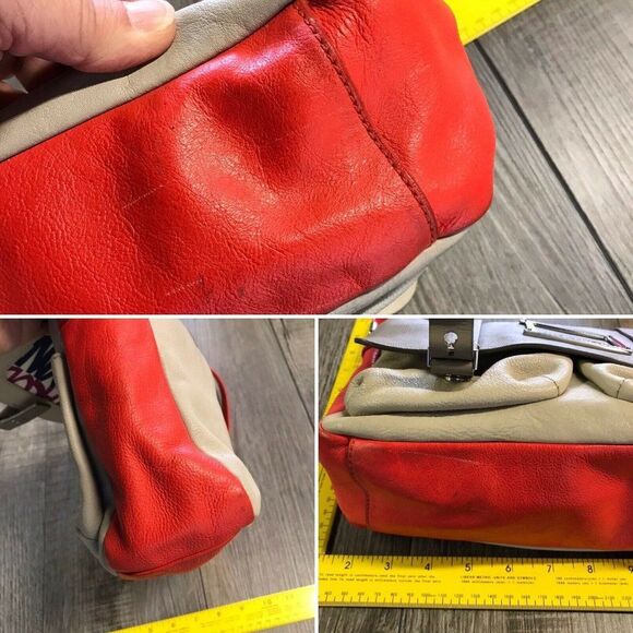 Marc by Marc Jacobs Womens Werdie Crossbody Messenger Bag Beige Taupe Orange - Picture 12 of 12